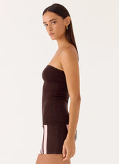 Straight Lines Knit Mini Dress - Chocolate