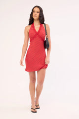 Thrills Dakota Lace Mini Dress Red Polka Dot