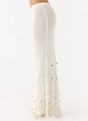 Adelaida Beaded Crochet Maxi Skirt - Ivory