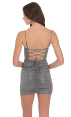 Foil Bodycon Corset Dress in Silver