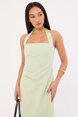 Perfect Stranger Lucette Halter Suiting Midi Dress Mint