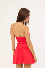 Luck & Trouble Calle Drop Waist Mini Dress Red