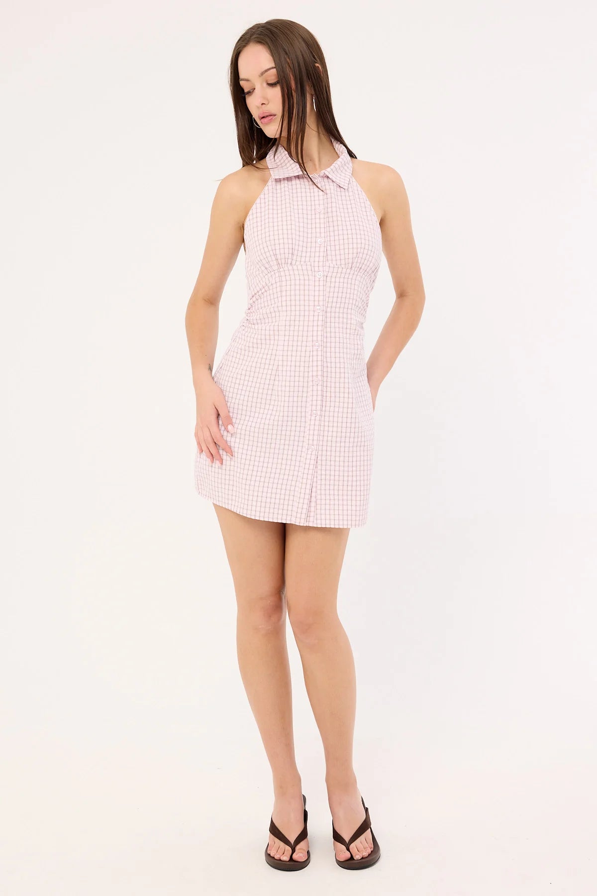 Luck & Trouble Alani Mini Dress Pink Check