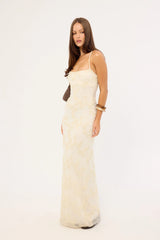 Luck & Trouble Nala Lace Up Back Maxi Dress Cream