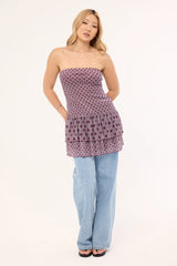 Motel Midea Dress Stripe Polka Plum
