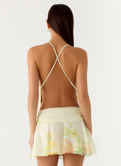 Sweet Charm Cowl Neck Top - Spring Meadow