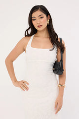 Luck & Trouble Aster Halter Tie Back Maxi Dress White