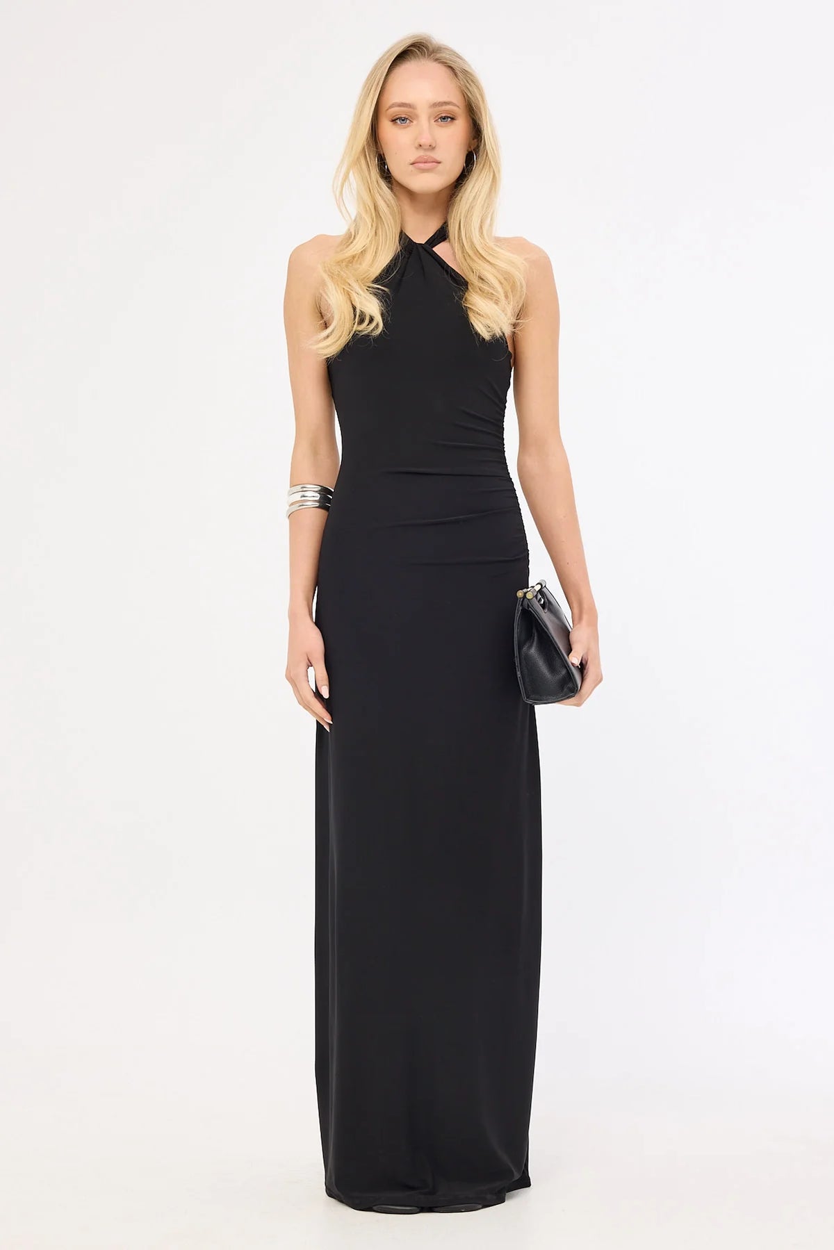 Perfect Stranger Isla Halter Twist Maxi Dress Black