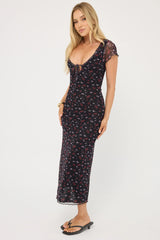 Luck & Trouble Daya Recycled Mesh Midi Dress Floral Print
