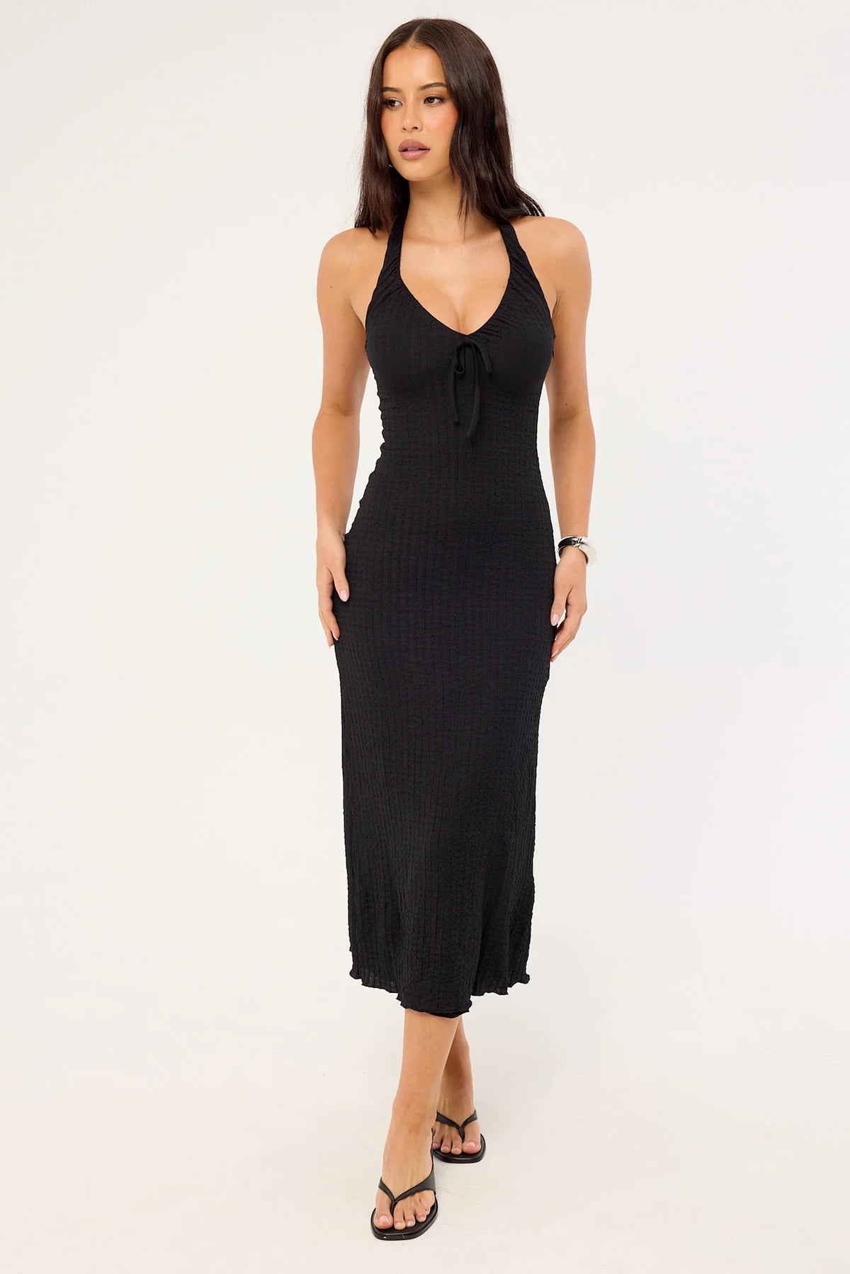 Perfect Stranger Winnie Halter Midi Dress Black
