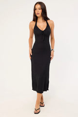 Perfect Stranger Winnie Halter Midi Dress Black