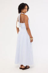 Perfect Stranger Skye Stripe Halter Maxi Dress Blue Stripe