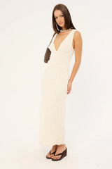 Motel Gerda Maxi Dress Floral Flock Cream