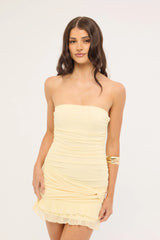 Luck & Trouble Malia Strapless Mini Dress Butter Yellow