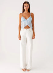 Glynne Frill Top - Baby Blue