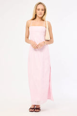 Luck & Trouble Belle Lace Up Back Maxi Dress Pink