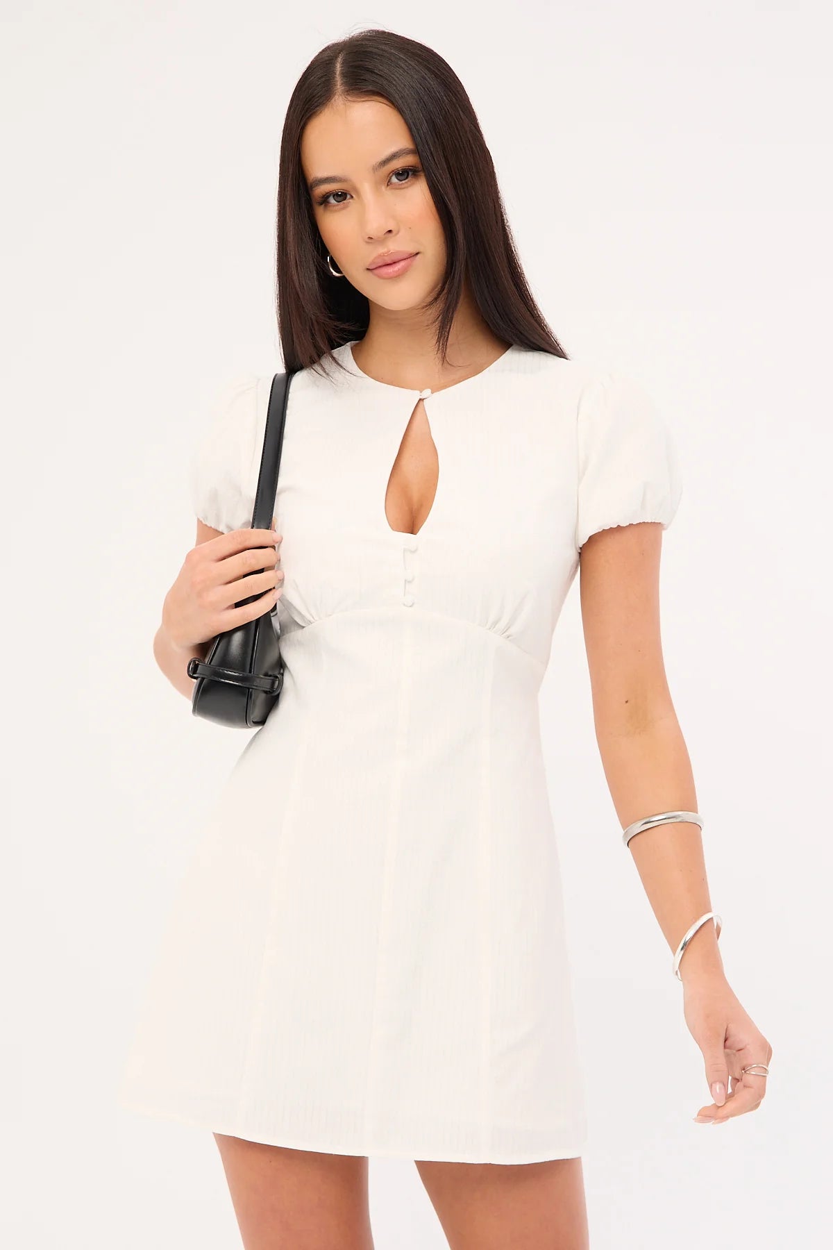 Perfect Stranger Aurora Keyhole Mini Dress White