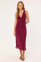 Motel Gabriella Midi Dress Basic Polka Flock Berry