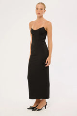 Perfect Stranger Aveline Strapless Corset Maxi Dress Black