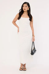 Luck & Trouble Aster Halter Tie Back Maxi Dress White