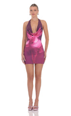 Floral Plunge Neck Bodycon Dress in Plum