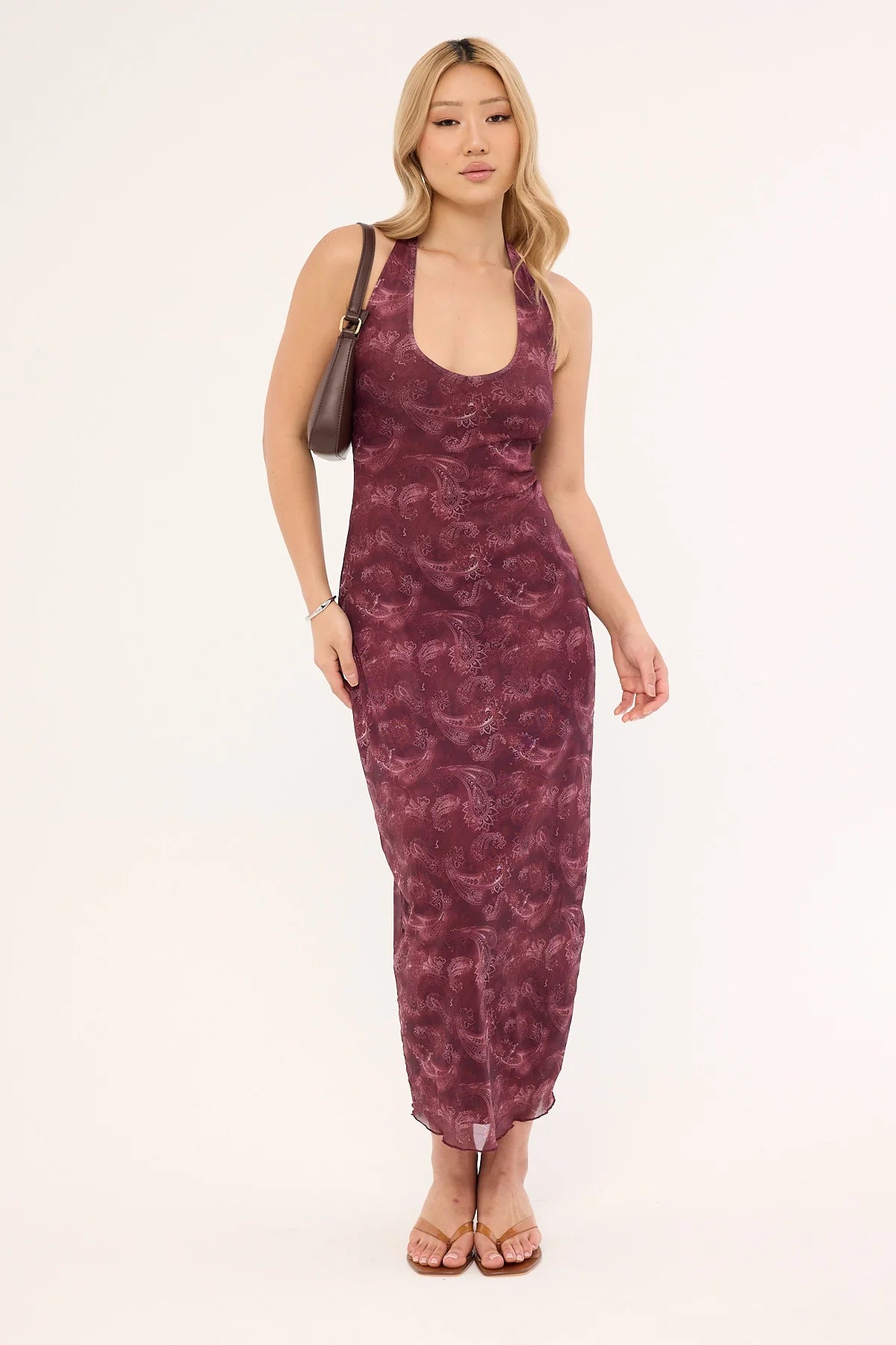 Motel Datari Dress Tonal Paisley Plum