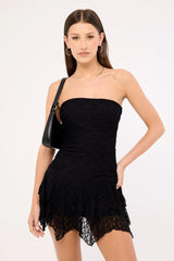 Luck & Trouble Sasha Strapless Asymmetrical Mini Dress Black