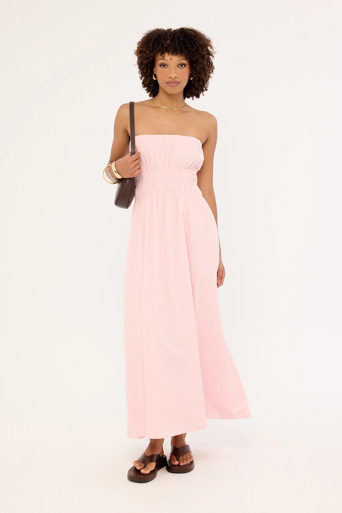 Luck & Trouble Saffron Strapless Maxi Dress Pink