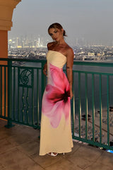 Perfect Stranger Enara Bloom Strapless Maxi Dress Lemon