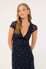 Motel Vilinia Midi Dress Pretty Petal Flock Black