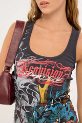 Neovision Yokai Lace Back Tank  Mini Dress Washed Black