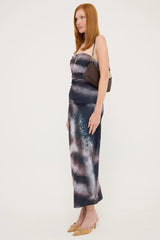 Luck & Trouble Stasia Printed Strapless Jersey Midi Dress Black Print