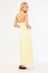 Luck & Trouble Skye Halter Midi Dress Lemon