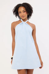 Perfect Stranger Goldie Halter Mini Dress Blue