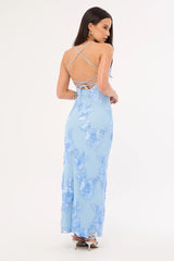 Luck & Trouble Nia Applique Maxi Dress Blue