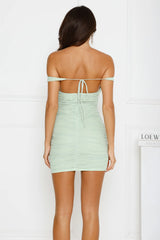 Fresh Perspective Off Shoulder Mesh Mini Dress Green