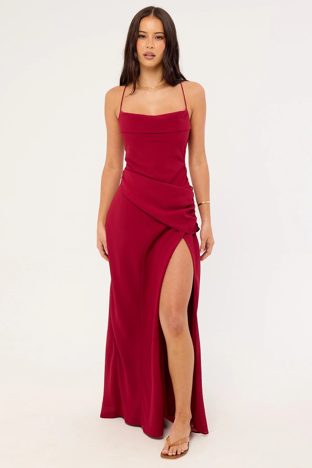 Perfect Stranger Saskia Chiffon Maxi Dress Raspberry