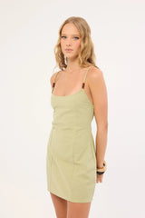 Motel Ambra Scoop Mini Dress Sage Green