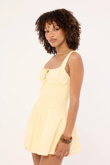 Luck & Trouble Ollie Shirred Mini Dress Butter
